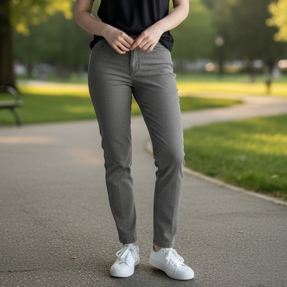 Old Navy Pixie Ankle Pants Womens 4 Grey Slim Straight Stretch Career 2305